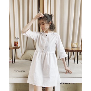 Váy babydoll cổ bèo tay lỡ