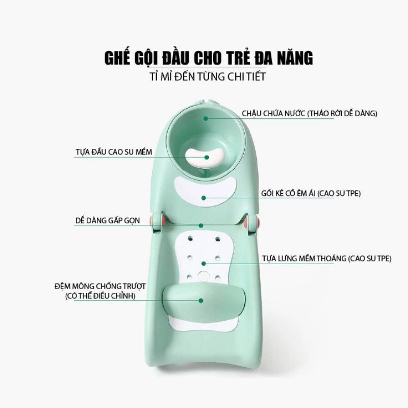 Ghế Gội Đầu Gấp Gọn Cho Bé Cao Cấp Mẫu Mới 2021 (Hàng Chính Hãng)