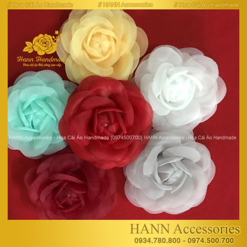 Hoa cài áo handmade chất liệu vải cao cấp, phụ kiện thời trang sang chảnh, Bông Cài Váy Áo, Trâm Cài Áo