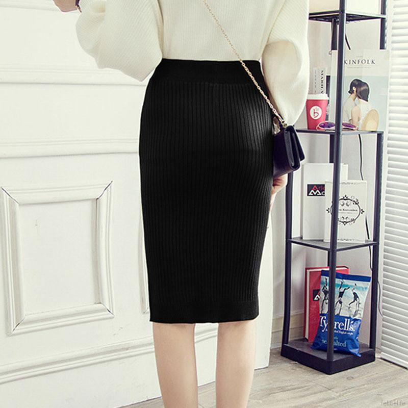 Chân váy bút chì lưng cao màu trơn thiết kế thanh lịch | BigBuy360 - bigbuy360.vn