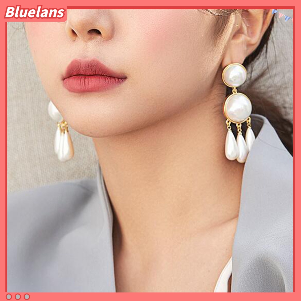 Đôi Bông Tai Hình Giọt Nước Đính Ngọc Trai Giả Thời Trang Cho Nữ