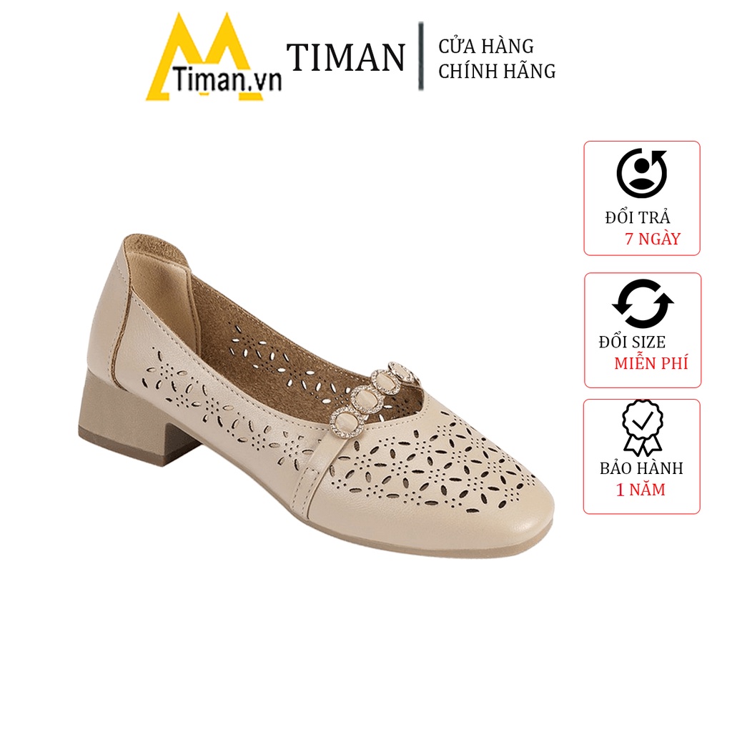 Giày lười nữ chất liệu da vải slip on kiểu mọi đế cao màu trắng độn đế bảo hành 1 năm GD20 TIMAN