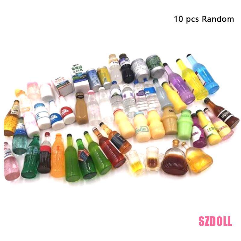 Set 10 Mô Hình Chai Nước Mini Trang Trí Nhà Búp Bê Xinh Xắn