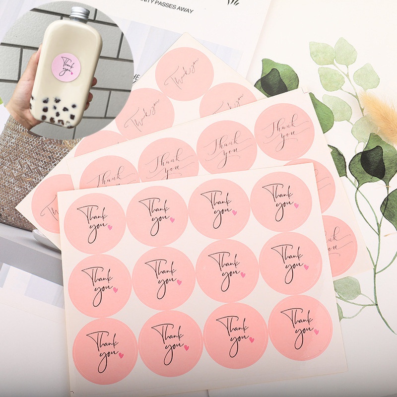 Set 120 miếng dán chữ Thank You màu hồng mới
