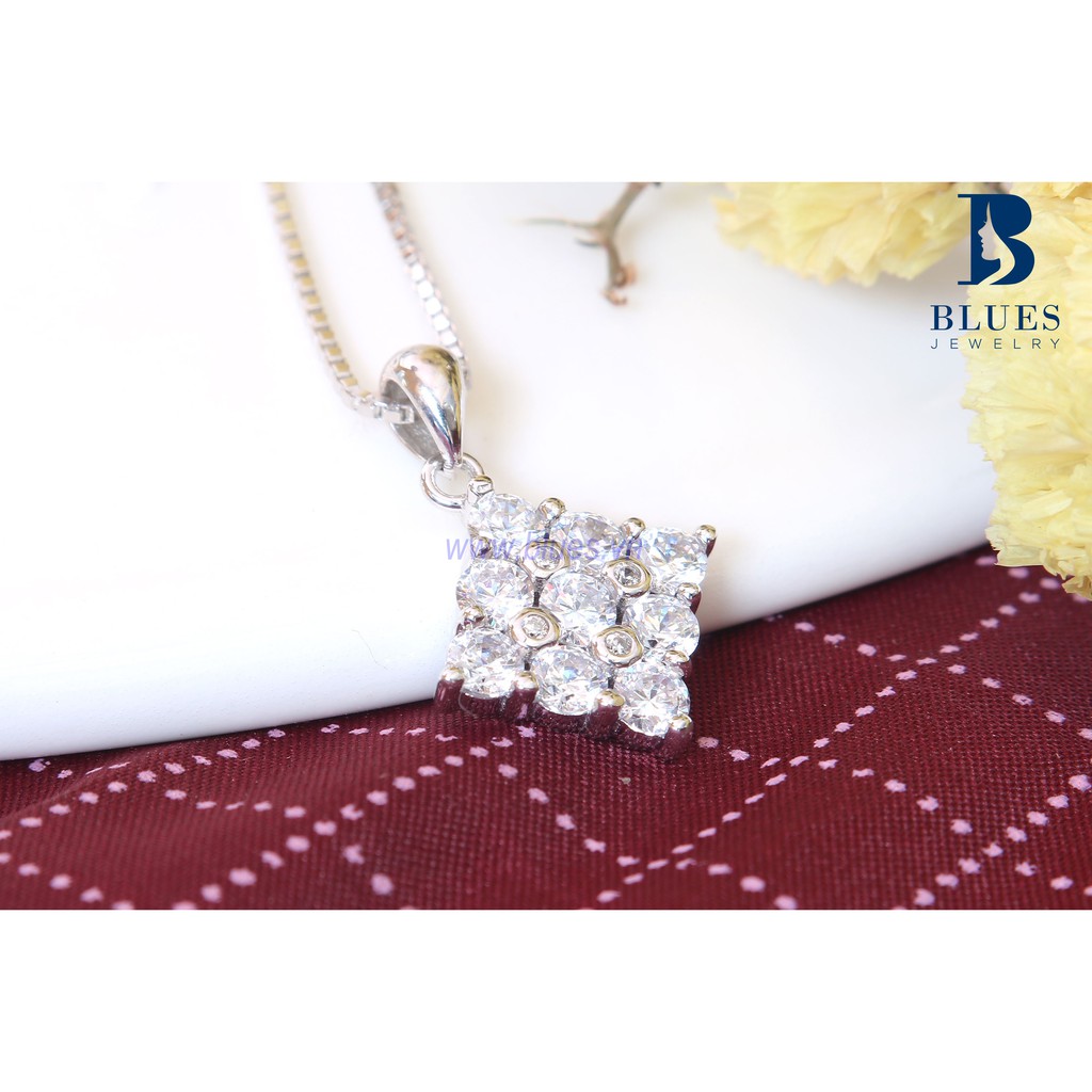 (BẠC THẬT 100%) Mặt dây chuyền bạc nữ Square Diamond