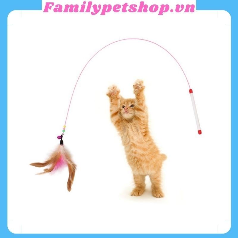 Đồ chơi cho mèo, cần câu Dây Thép Lông Vũ Có Chuông - familypetshop.vn