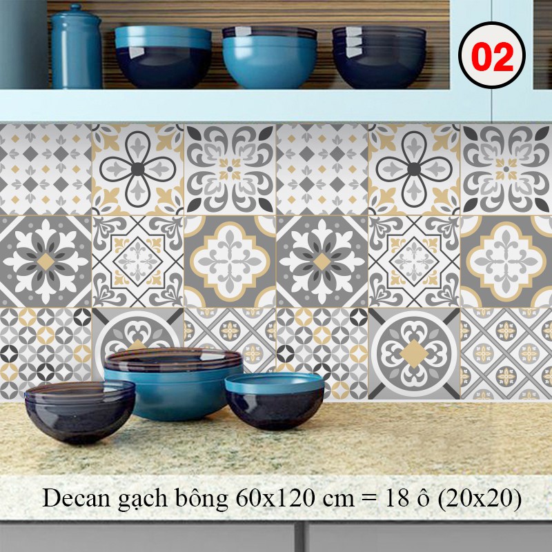 Decal Dán Tường Trang Trí Bếp Họa Tiết Xám Vàng (02) | Giấy Dán Bếp Chống Bay Màu, Bắn Dầu Mỡ