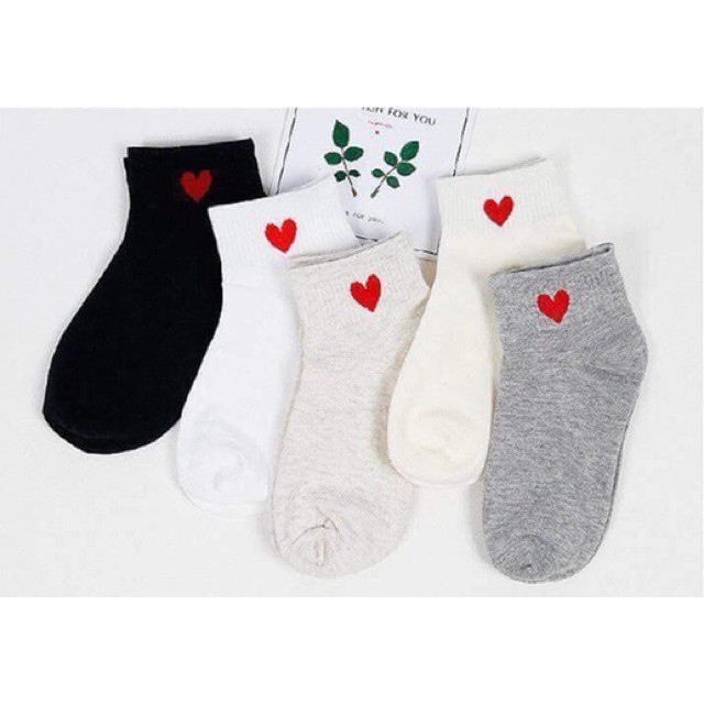 Set 10 đôi tất cổ ngắn trái tim LYMIA phong cách Vintage Hàn Quốc