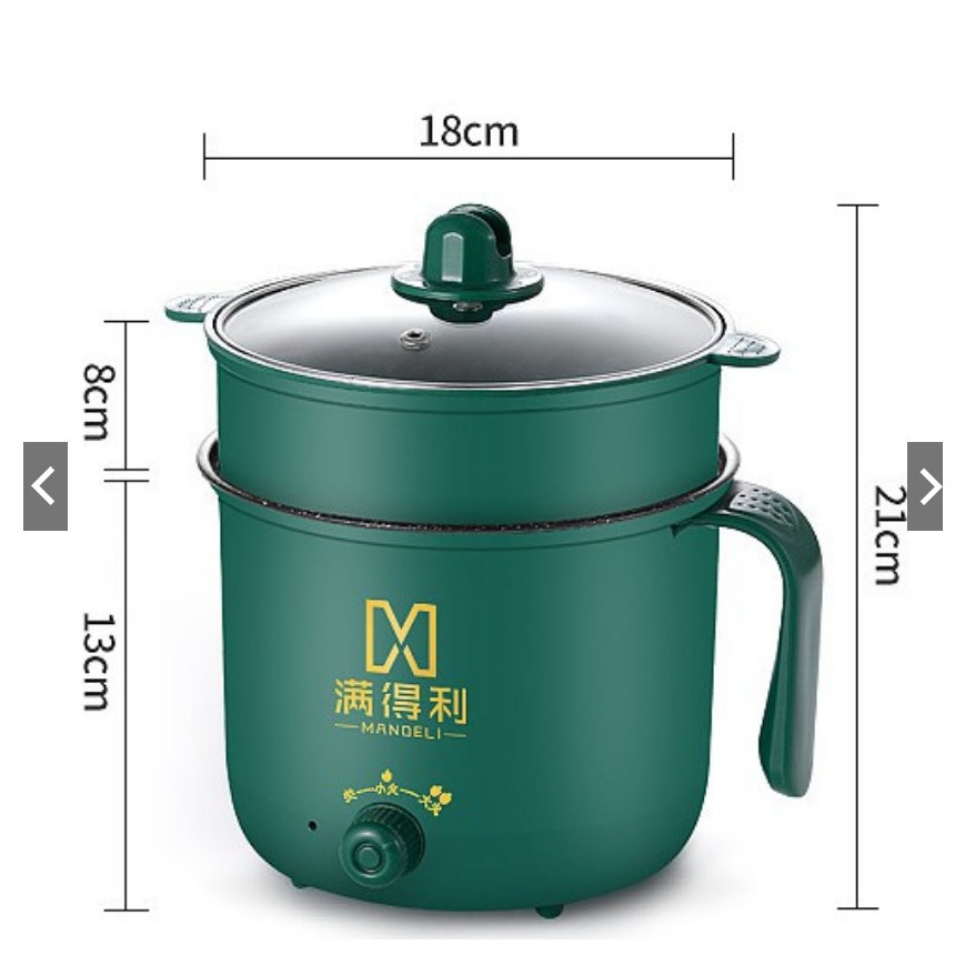 NỒI XÔNG ĐIỆN-Nồi Lẩu Điện Mini Núm Xoay 2 NẤC NHIỆT Kèm Giá Hấp1,8L,Ca Nấu Mì,Nấu Cơm Đa Năng 2 Tầng Chống Dính Cao Cấp