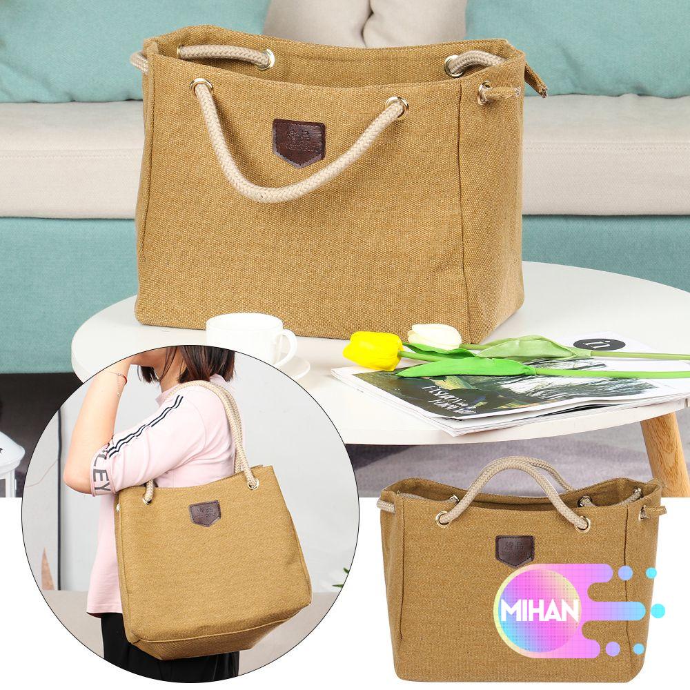 Túi xách vải canvas màu trơn kiểu dáng đơn giản hợp thời trang