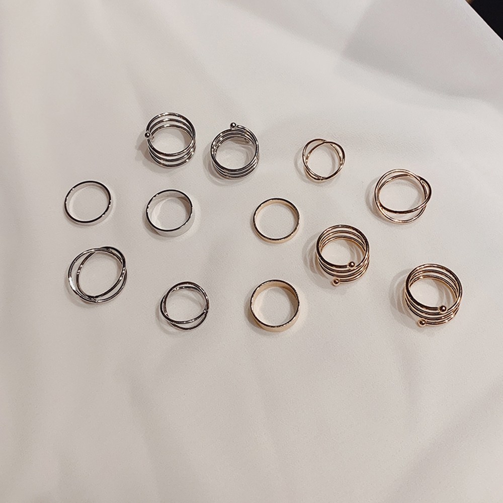 Set 6 nhẫn đeo tay bằng kim loại phong cách cổ điển thời trang cho nữ