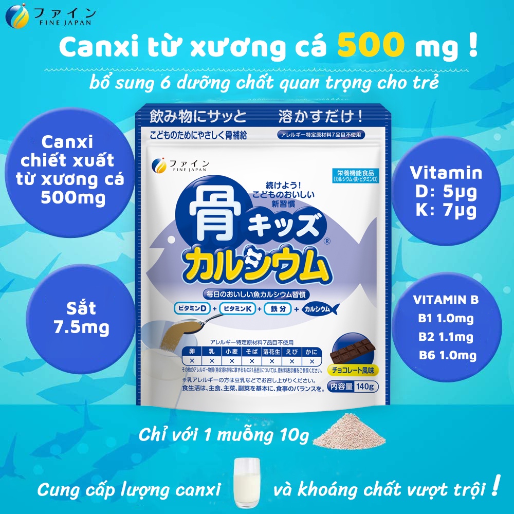 Fine Japan - Bột cá tuyết biển bổ sung Canxi giúp trẻ phát triển cao khỏe mạnh