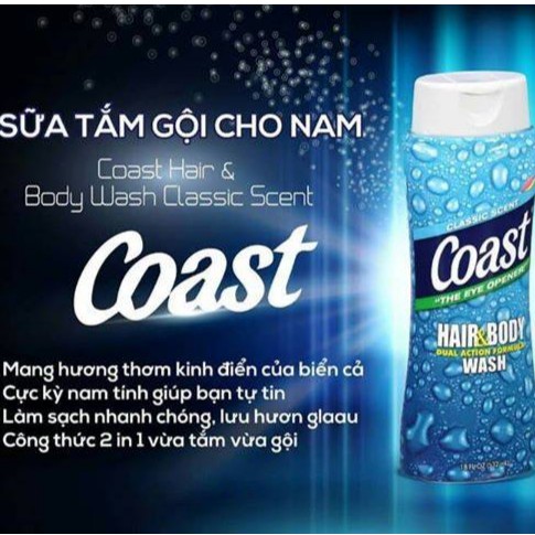 Sữa tắm gội Coast 532ml dành cho Nam