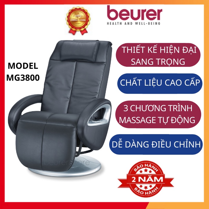 Ghế massage Shiatsu Beurer MC3800 thiết kế sang trọng, chất liệu da cao cấp, 3 chương trình massage tự động.
