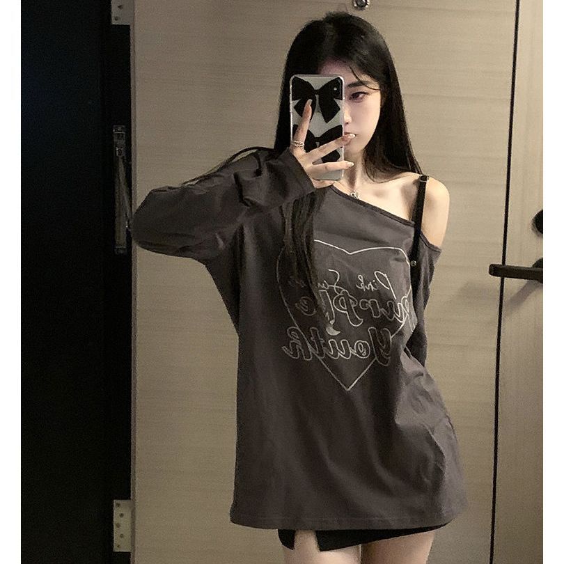 Áo Thun Tay Dài Hở Vai Thời Trang Dành Cho Nữ