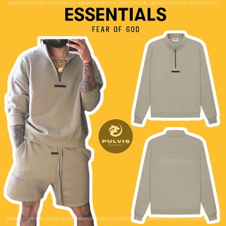 ⚡️[Hight Quality] - Áo Sweater Fear of God Essentials Mockneck Half Zip SS21 (MOSS), áo sweater FOG ESSENTIALS