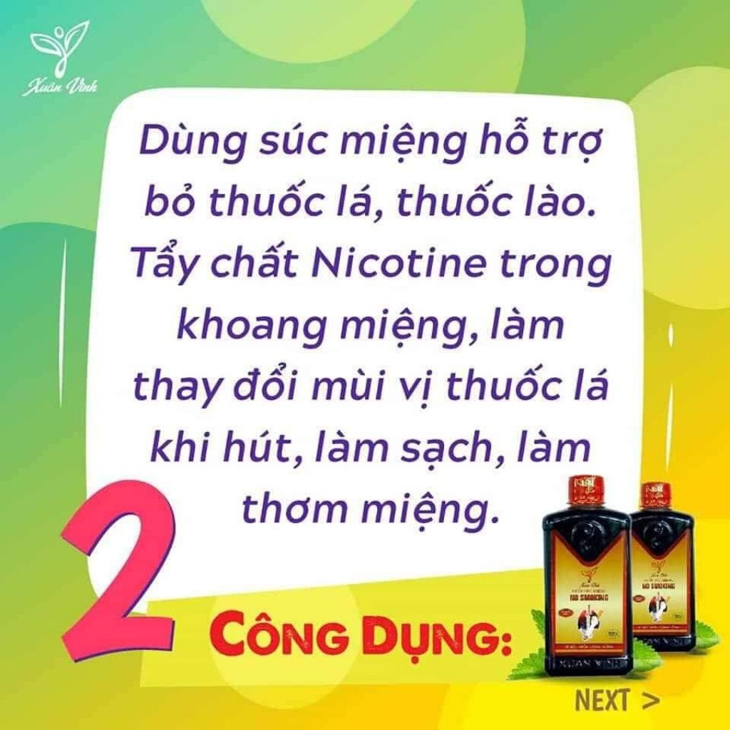 [Freeship] Nước Súc Miệng Cai Thuốc Lá No Smoking Xuân Vinh 400ml chính hãng hiệu quả sau 3-5 n gày sử dụng