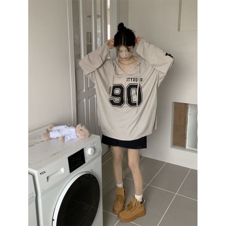 Jiashucheng Áo Hoodie Tay Dài In Chữ Phong Cách Hàn Quốc Dành Cho Nữ