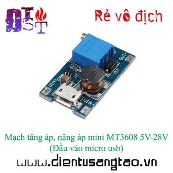 Mạch tăng áp, nâng áp mini MT3608 5V-28V Đầu vào micro usb