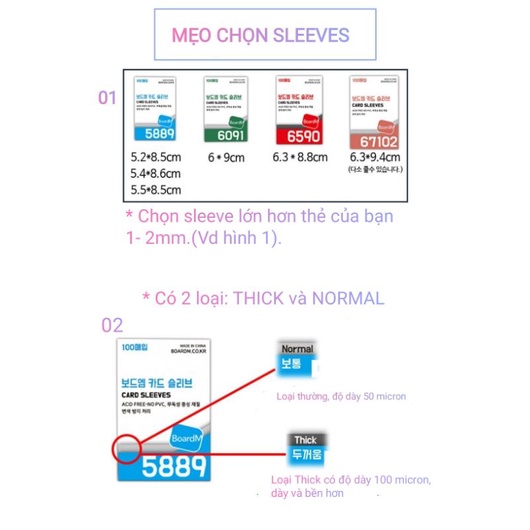 SLEEVE HÀN QUỐC BOARDM  ĐỰNG THẺ GAME, CARD, BO GÓC