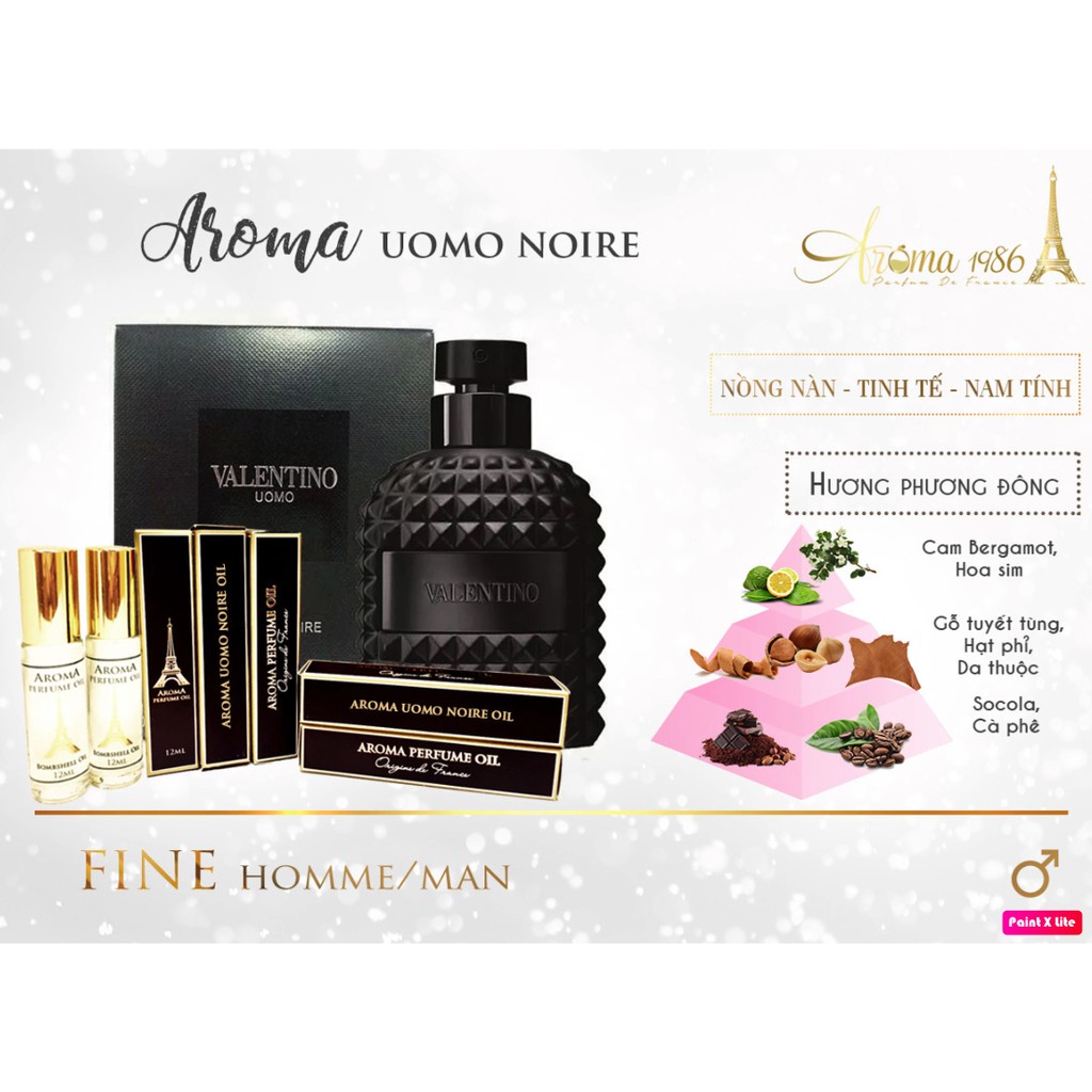 [FREESHIP] Chính hãng VALENTINO UOMO EDITION NOIRE Nước hoa tinh dầu Pháp 12ml dạng lăn - UOMO NOIRE