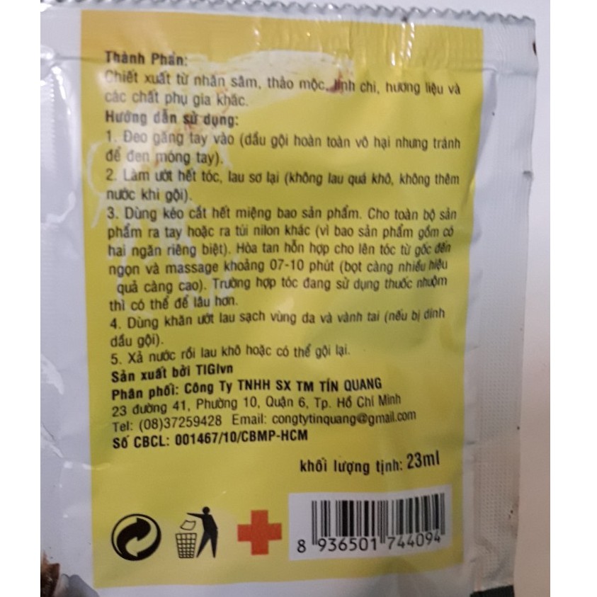 GIÁ SỈ- Gói Dầu Gội Đen Tóc Nhân Sâm TIGI (Gội Là Đen) | BigBuy360 - bigbuy360.vn