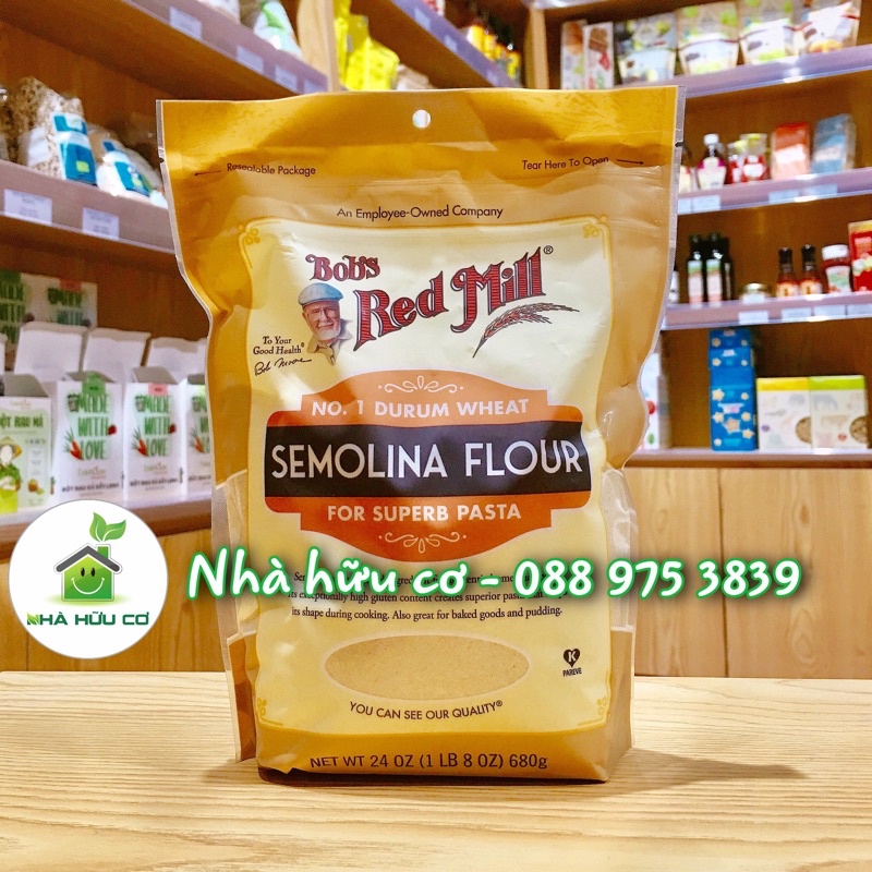 100g Bột mì Semolina Bob's Red Mill túi zip 100gr làm bánh và các loại nui/mì ống