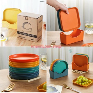 Sét 8 đĩa lúa mạch cao cấp tặng kèm khay đựng B2-833