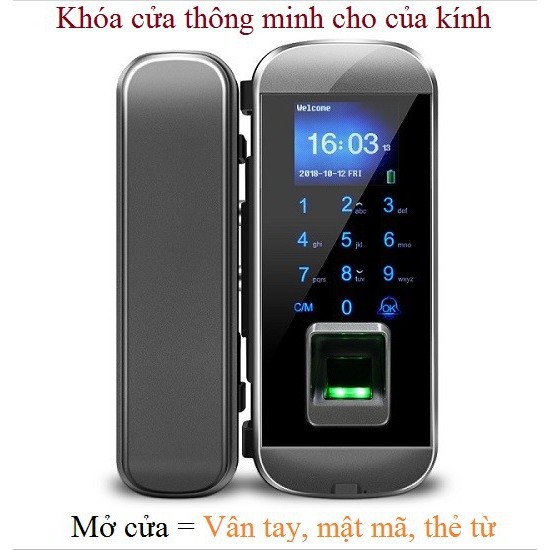 Khoá cửa vân tay dùng cho cửa kính cường lực  B4