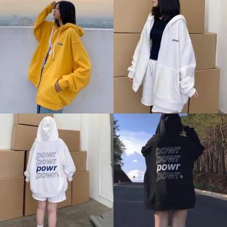 Áo Khoác HOODIE POW Unisex (MÀU TRẮNG, MÀU ĐEN, MÀU VÀNG) ẢNH THẬT