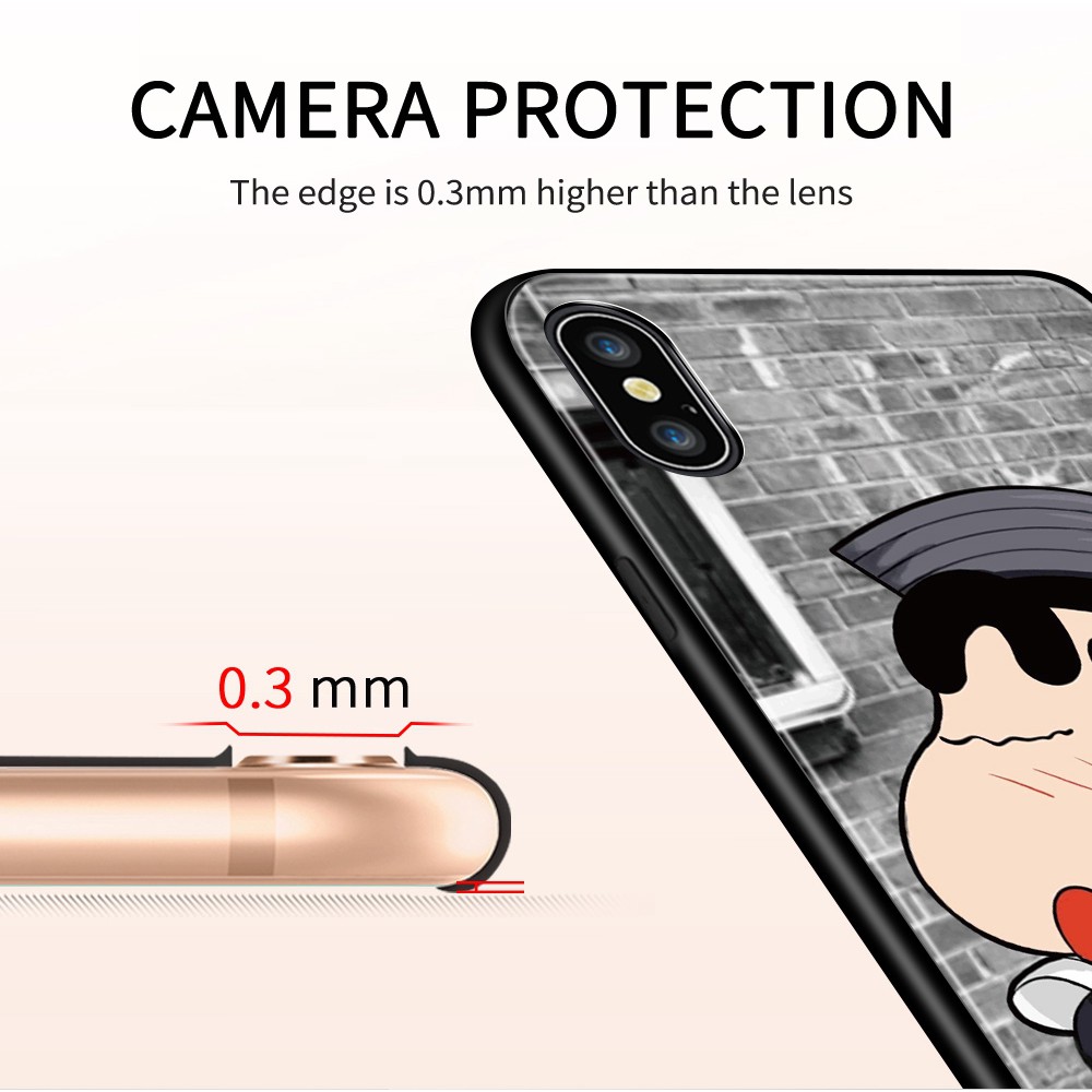 Ốp iPhone ốp lưng iphone mặt kính  in hình Shinchan cho IPhone 5 5S SE 6 6S 7 8 Plus - TIONE