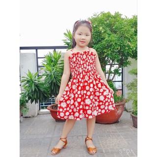 Đầm dây lụa hoa cúc cho bé gái