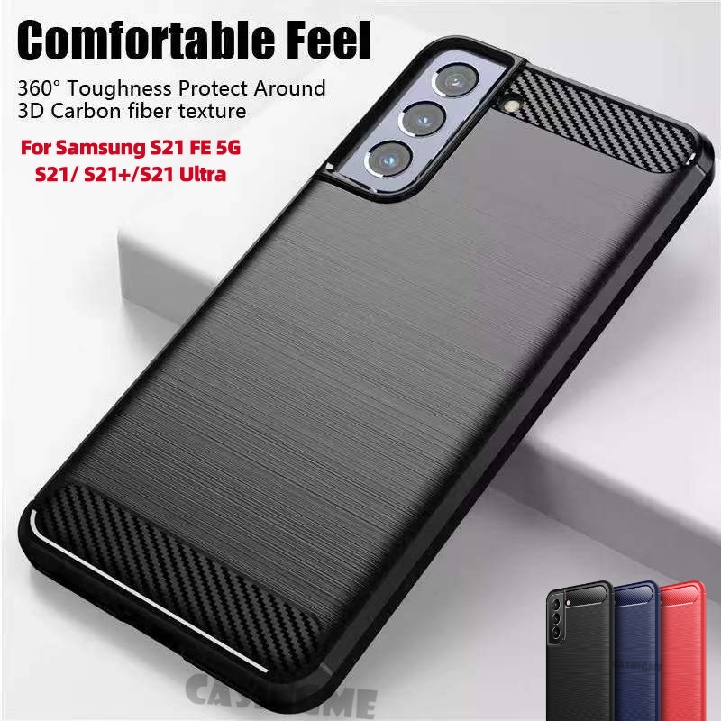 Ốp Điện Thoại Silicone Mềm Sợi Carbon Chống Sốc Cho Samsung Galaxy S21 Fe 5G S21FE S 21 Ultra Plus Fe 4G