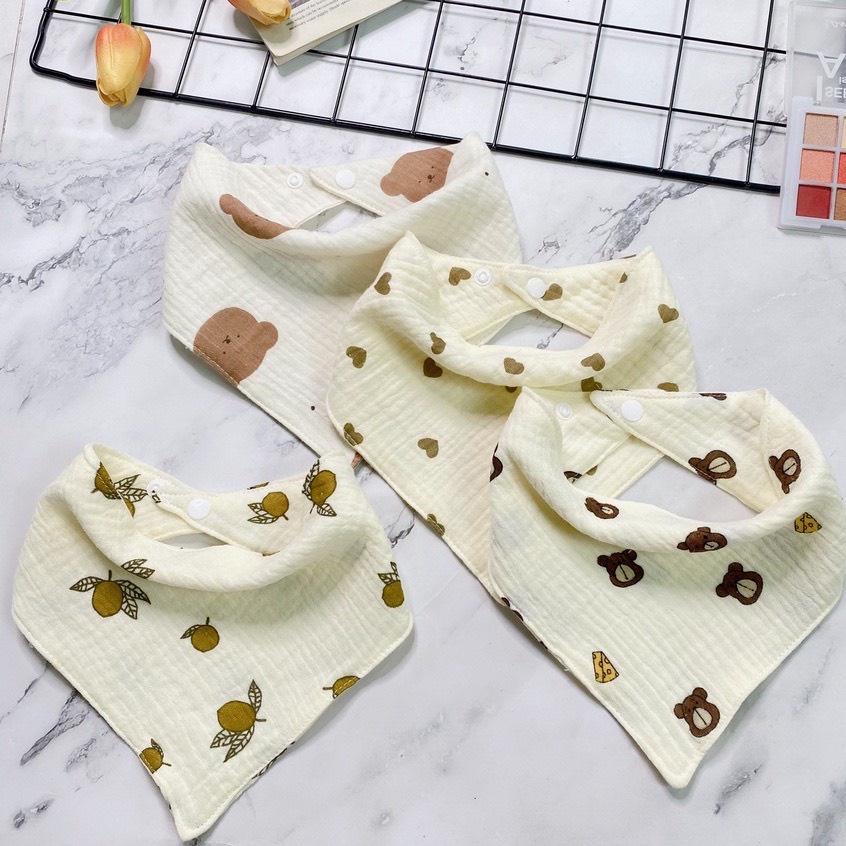 Yếm tam giác, yếm xô muslin, yếm dãi, khăn ăn dặm cho bé thoáng mát, thấm hút cực nhanh