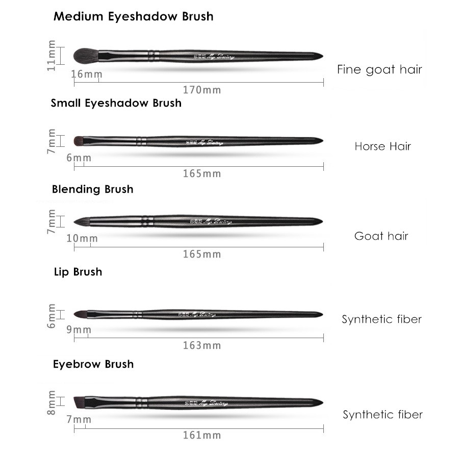 Professional Black Natural Goat Hair 10Pcs Makeup Brushes Set Eyeshadow Brush