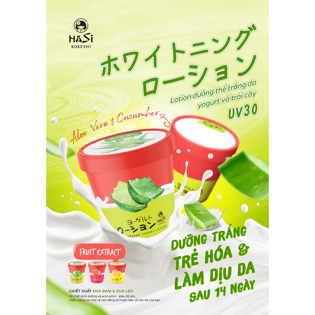 LOTION DƯỠNG THỂ TRẮNG DA YOGURT & TRÁI CÂY HASI WHITENING YOGURT LOTION UV30 | BigBuy360 - bigbuy360.vn