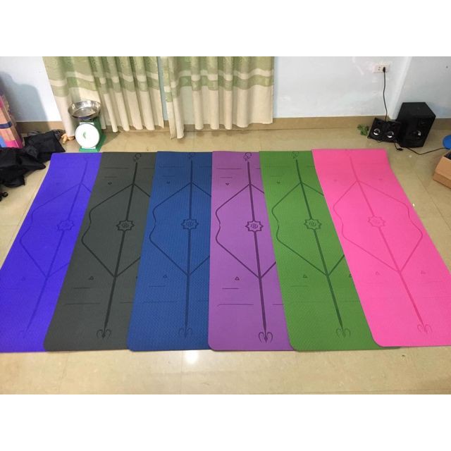 Thảm Yoga định tuyến tpe 6mm, 8mm 2 lớp-Thảm tập gym tập thể dục tại nhà chống trơn trượt [FREE SHIP -TẶNG TÚI]