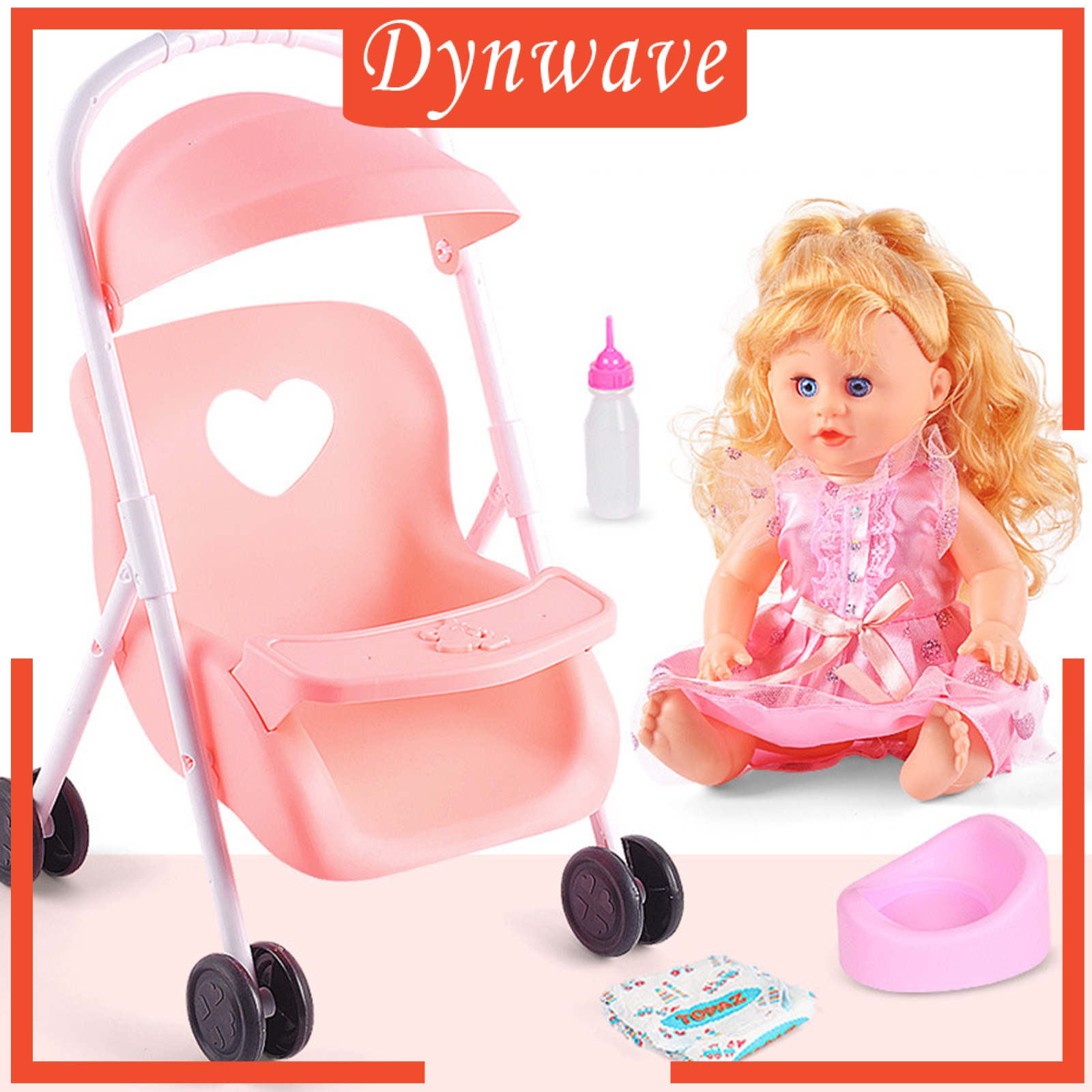 [DYNWAVE] Baby Doll Stroller Pushchairs Foldable Push Cart Toddlers Pretend Play Toy