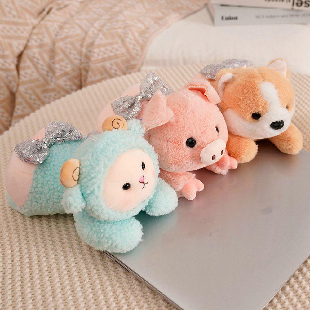 LANFY Gối Nhồi Bông Mềm Mại Hình Mông Cún / Heo Hoạt Hình Đáng Yêu Trang Trí Phòng Bé