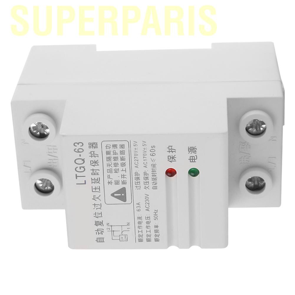 Superparis  230V Adjustable Automatic Reconnect Over Voltage And Under Protection Relay 2P63A