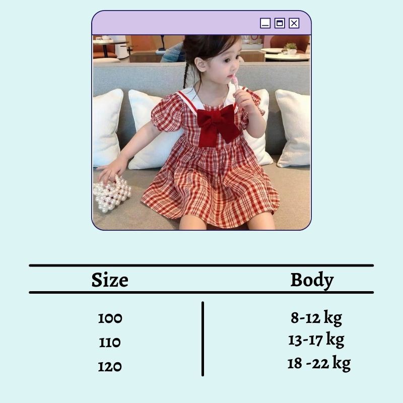 Váy đầm cho bé gái kẻ caro thắt nơ dễ thương chất thô mềm điệu đà xinh xắn cho bé yêu JIMADO AA1756