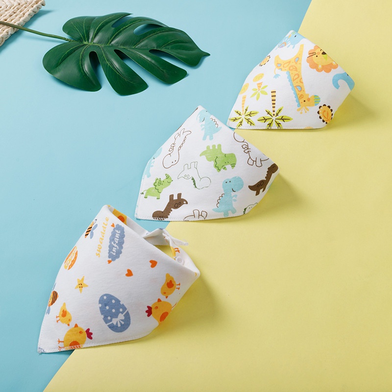 Yếm Ăn Cotton Hình Tam Giác Thấm Hút Tốt Chống Bụi Bẩn Tiện Dụng Cho Bé