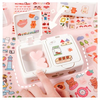 Hộp đựng sticker, washi tape, trang sức, kẹp tóc để bàn có nắp đậy