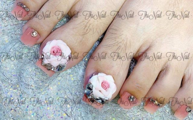 Hoa hồng fan - Hoa bột đính móng HH01