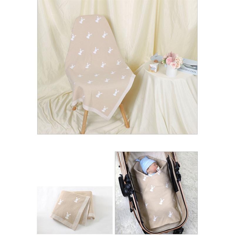 Vỏ Chăn Cotton Dệt Kim Quấn Em Bé Sơ Sinh In Hình Thỏ Đáng Yêu