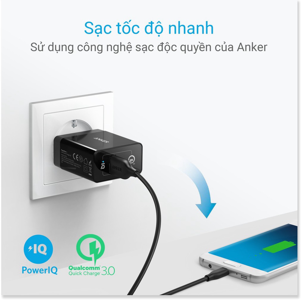 Sạc ANKER PowerPort+ 1 cổng 18w Quick Charge 3.0 - A2013