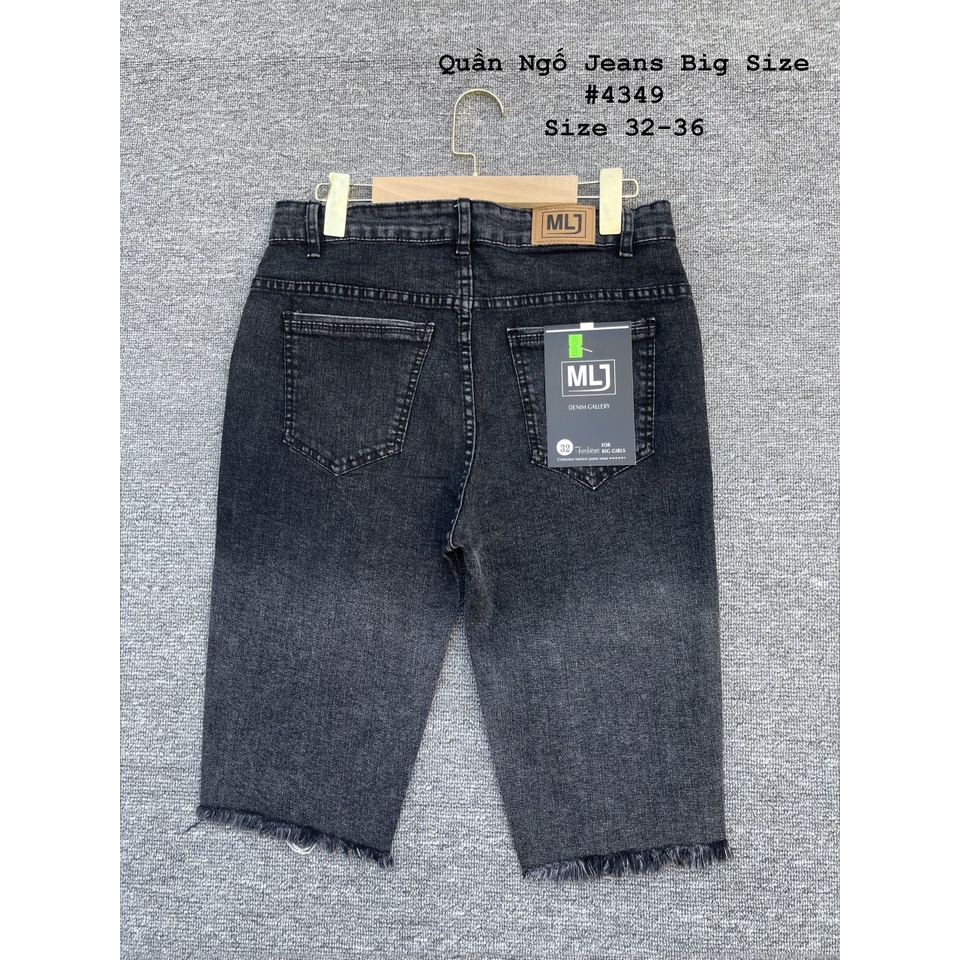 Quần jeans ngố lửng Xám Loang lưng cao, co dãn mạnh rẻ đẹp dành cho người béo BIG SIZE 60-90kg Moliruan 4096