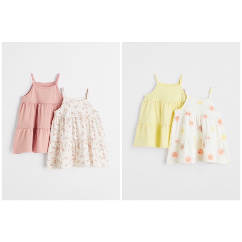 (H&M CHÍNH HÃNG) Set 2 váy 2 dây cotton vợt sale
