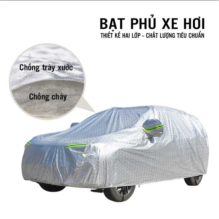 Bạt phủ xe ô tô 3 lớp tráng nhôm cách nhiệt, trùm xe ô tô chống nắng, mưa, trầy xước - Trung Đức VN