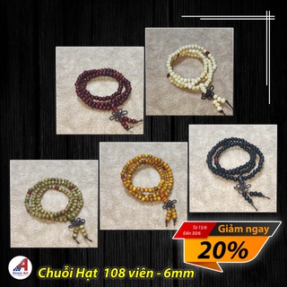 Chuỗi 108 hạt, chuỗi vòng đeo tay gỗ tự nhiên, hạt 6mm nhiều màu